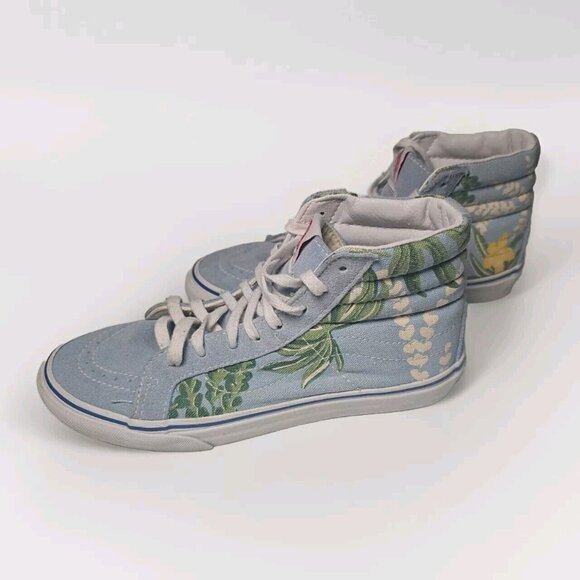Vans Off The Wall Van Doren Light Blue Floral High Tops Size M6.5 / W8 - Picture 6 of 13